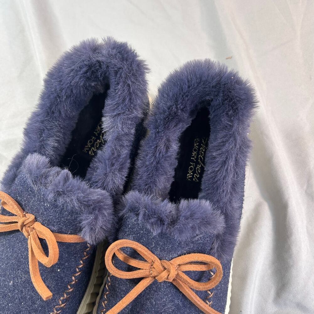 Skechers cozy Ojai women's moccasin slippers in navy faux wool and faux fur - Picture 8 of 8